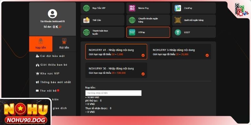 Giới thiệu các bước nạp nhanh bằng ví điện tử